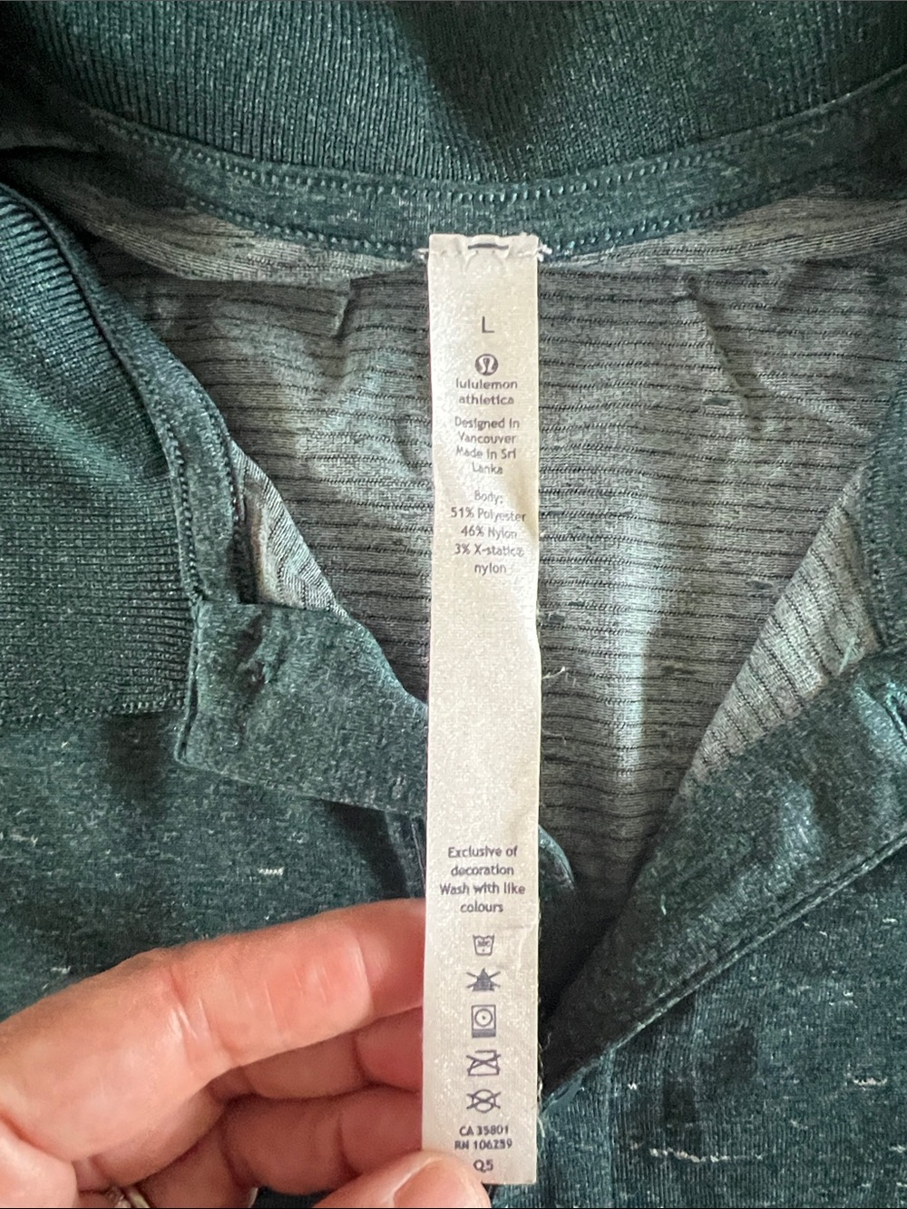 lululemon athletica Men's Metal Vent Tech Speckled Teal Polo - Picture 2 of 4